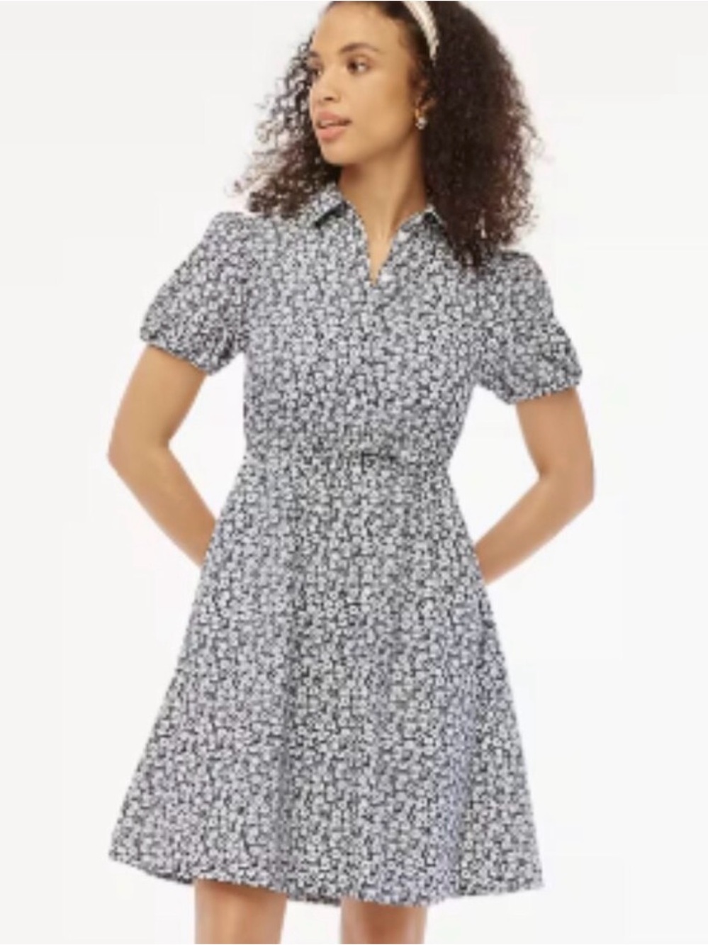 J.Crew Factory Collared Short-Sleeve Navy & white Mini Dress Size 8